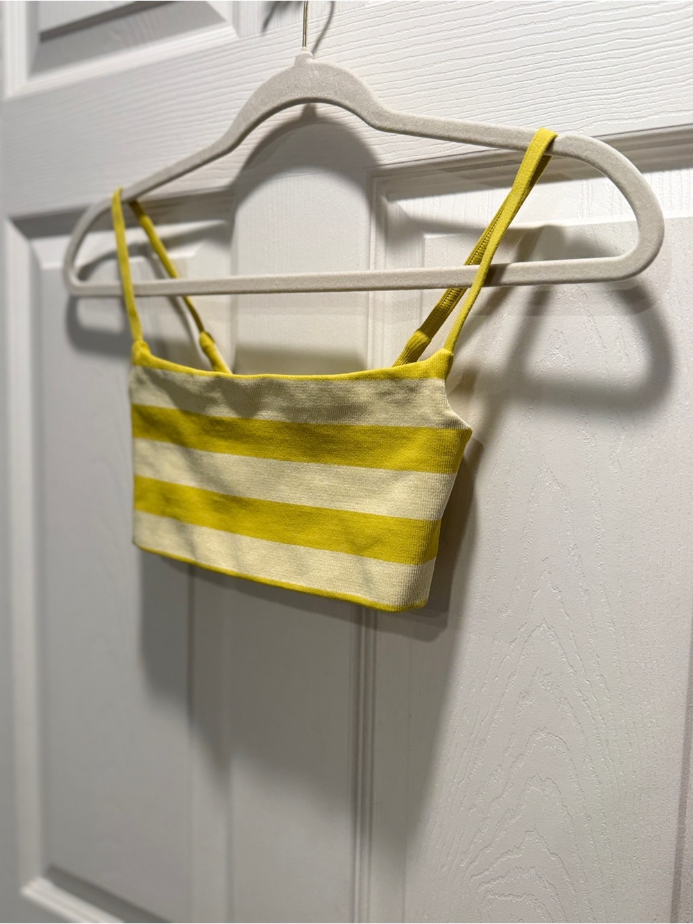 FP Movement Yellow & White Striped Longline Bra Top M/L Athletic Yoga Crop - Picture 3 of 7